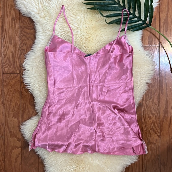 Pink Satin Camisole Top with Lace Trim by Eyeshadow/ Size Small - Picture 5 of 7
